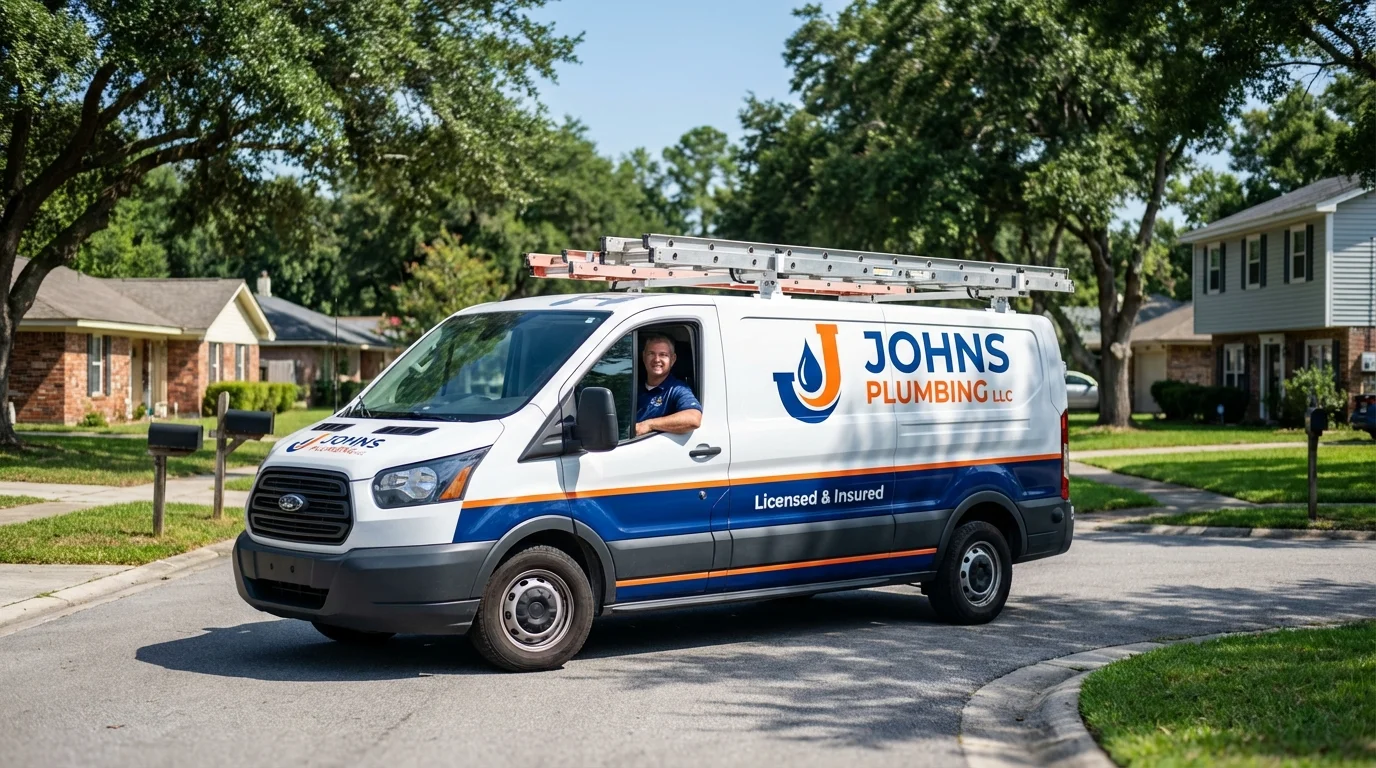 Johns Plumbing LLC service van in Carlisle, IA